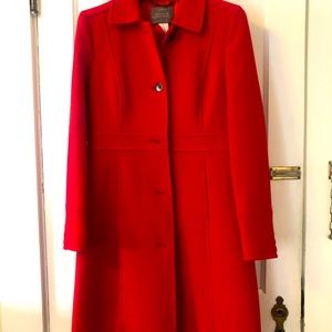 Beautiful Red wool double cloth Lady Day Coat from J Crew / never worn